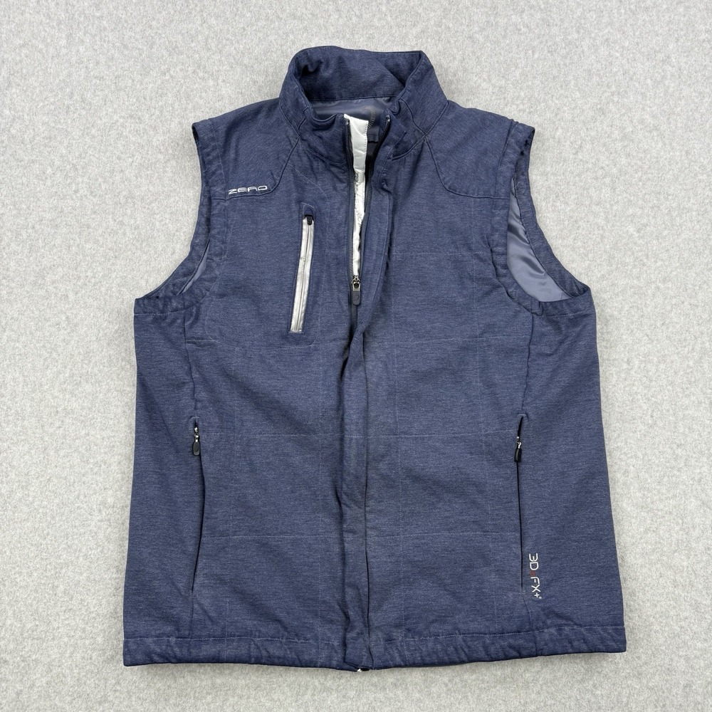 Zero‎ Restriction Vest Mens Small Blue Puffer Performance Golf 3DeFX+ Logo